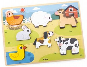 פאזל תלת מימד חיות חווה - התאמת צורות מעץ מבית VIGA פאזל תלת מימד חיות חווה - התאמת צורות מעץ מבית VIGA