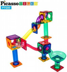 ערכת מגנטים להרכבה מסלול גולות 50 חלקים - PicassoTiles ערכת מגנטים להרכבה מסלול גולות 50 חלקים - PicassoTiles