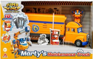 מטוסי על מרטי מיני וואן כלי עבודה עונה 10 מבית Super Wings – משאית נפתחת לאתר תיקונים דו־קומתי עם דגם טרנספורמציה ואביזרים מטוסי על מרטי מיני וואן כלי עבודה עונה 10 מבית Super Wings – משאית נפתחת לאתר תיקונים דו־קומתי עם דגם טרנספורמציה ואביזרים