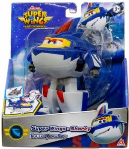 מטוסי על שארקי משנה צורה 12 ס״מ עונה 10 מבית Super Wings – דמות כריש־מטוס שהופכת ממטוס לרובוט ב־5 שלבים מטוסי על שארקי משנה צורה 12 ס״מ עונה 10 מבית Super Wings – דמות כריש־מטוס שהופכת ממטוס לרובוט ב־5 שלבים
